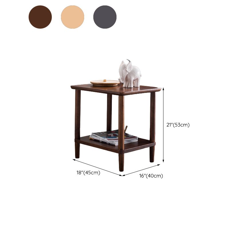 Contemporary Wood End Table Rectangular 4 Legs Side Table with Storage Shelf