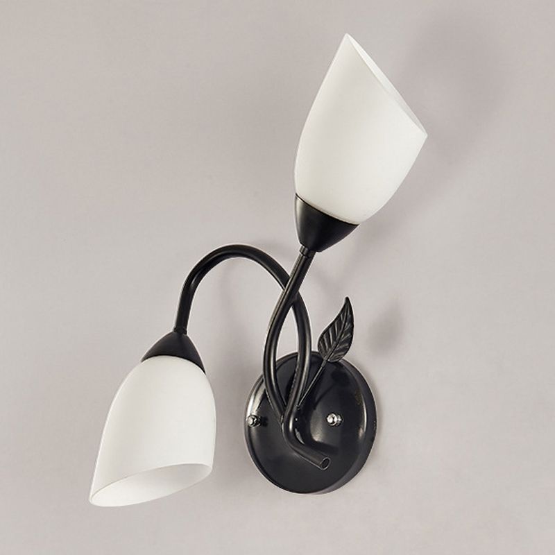 Modernist Wall Sconce Flower Wall Light Fixture with Glass and Metal for Bedroom