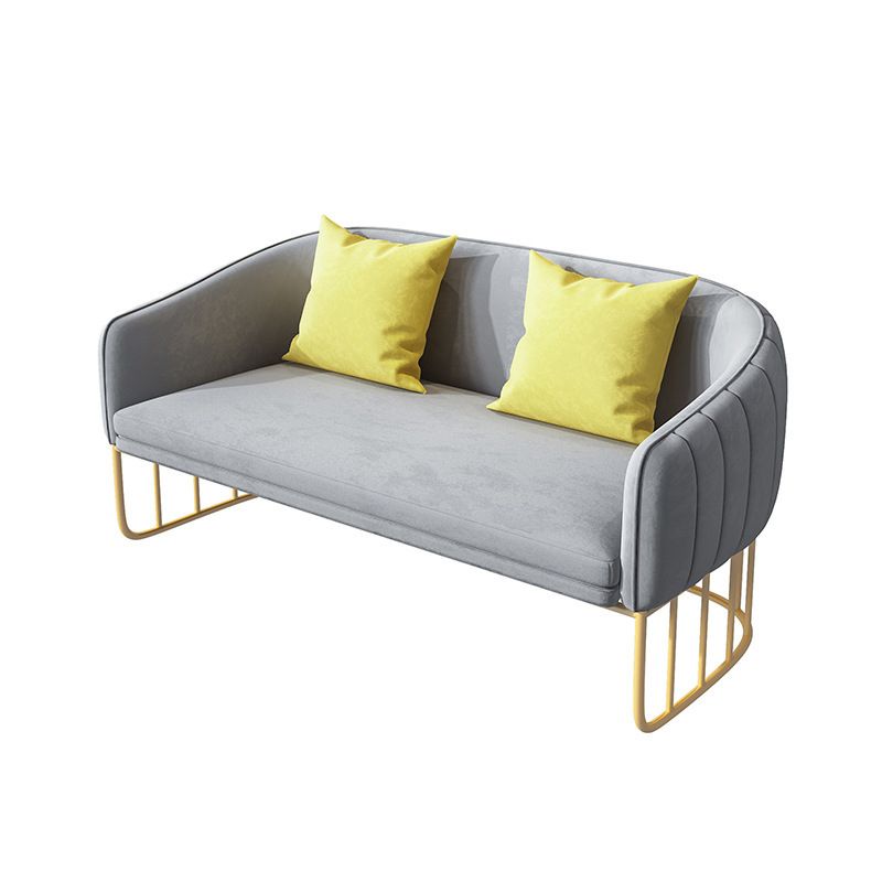 Contemporary Tight Back Sofa with Tuxedo Arm and Metal Base for Living Room