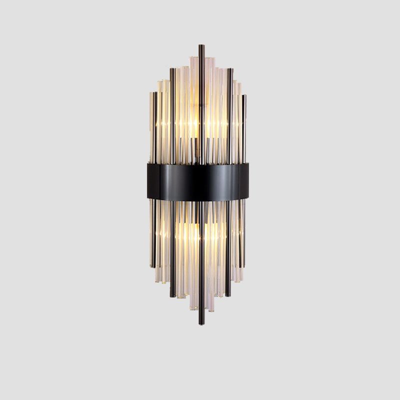 Modern Luxury Geometric Wall Lamp Metal 2-Light Wall Light with Crystal Shade