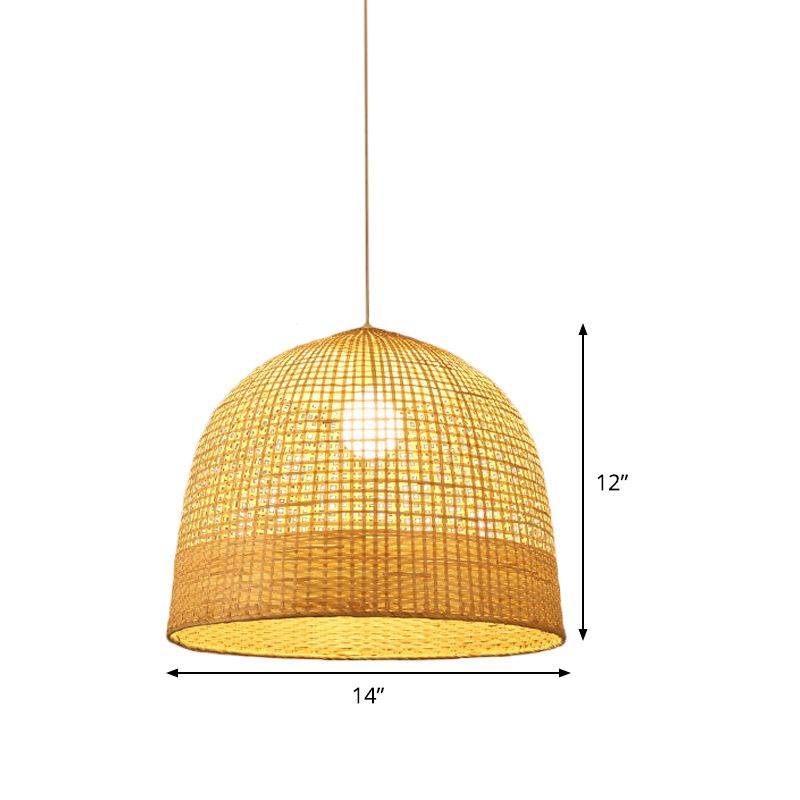 Lámpara colgante con cúpula beige 1 Bulbo Bombo Bamboo Luz de techo colgante para casa de té