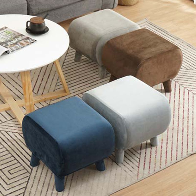 Stylish Indoor Velvet Ottoman Solid Color Stain Resistant Footstool Ottoman