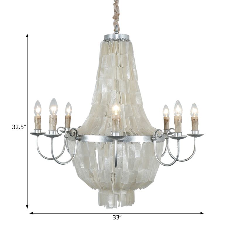 Chrome Empire Shape Chandelier Light Traditional Shell 8 LIMES DU PLAFICATION DU RABLÈTE