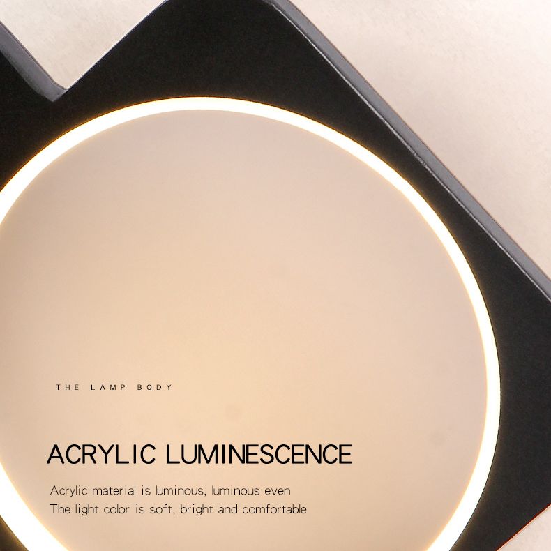 Black Geometrical Shape LED Pendant Lamp Modern Minimalist Metal Hanging Lamp for Living Room