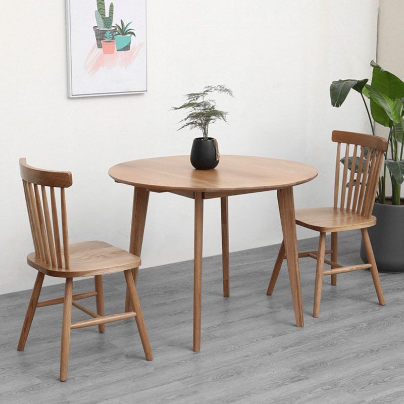 Solid Wood Top Dining Table Contemporary Round Dining Table with 4 Legs