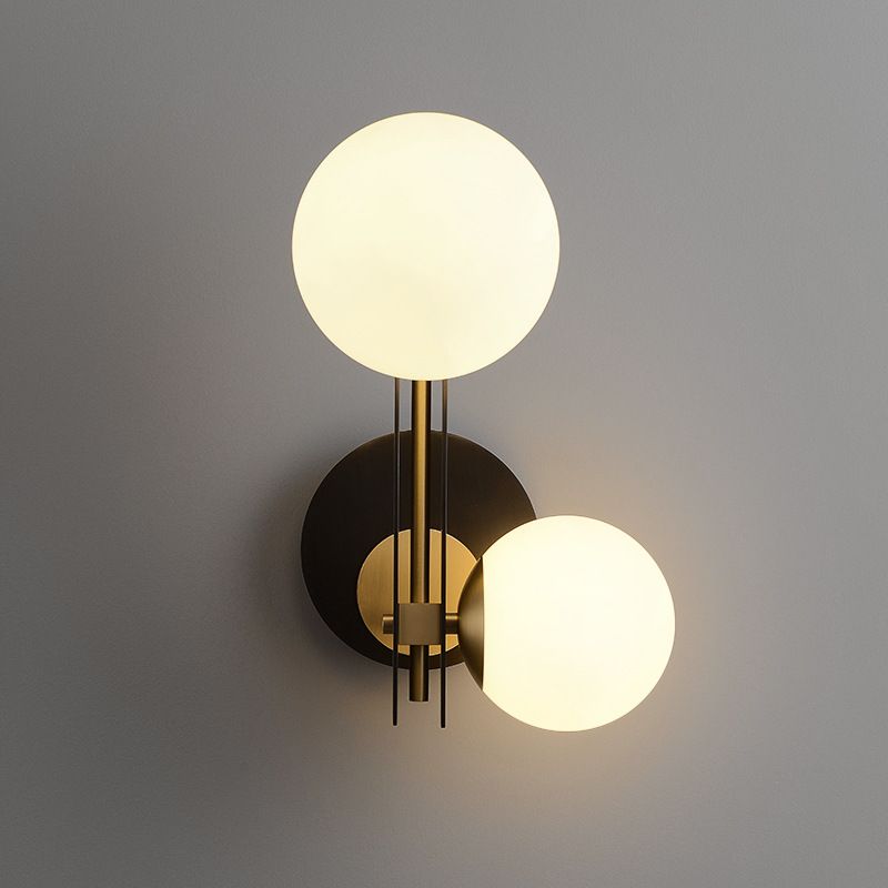 2 Lights Geometric Wall Lighting Fixtures Modern Style Glass Wall Mounted Lamps in Black