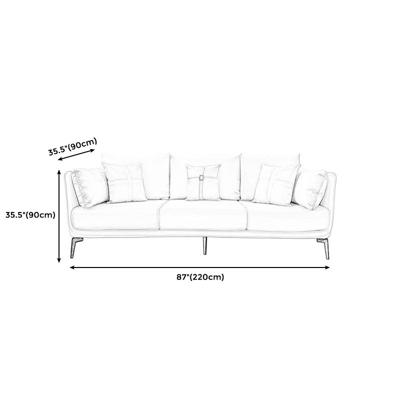 Stationary Stain Resistant Faux Leather Living Room Pillow Top Arm Modern Sofa