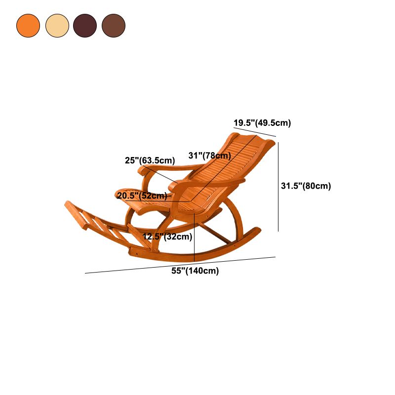 Traditional Rocker Chair Solid Sliding Footrest Wooden Rocker Chair in Living Room