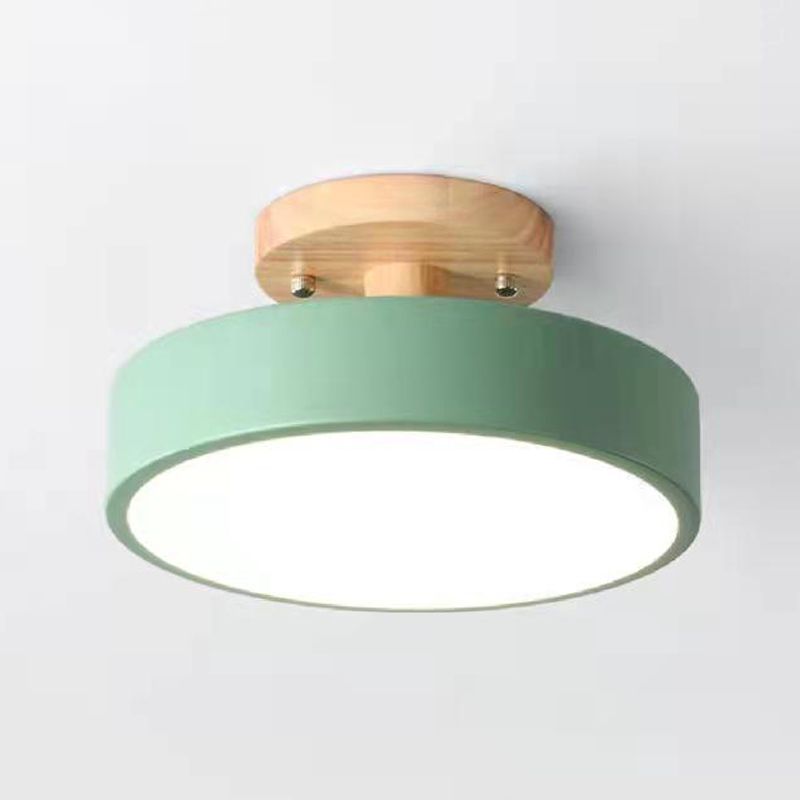 Halbbündig montierte Leuchte aus Trommelholz, schlichter LED-Deckenmontage-Beleuchtung