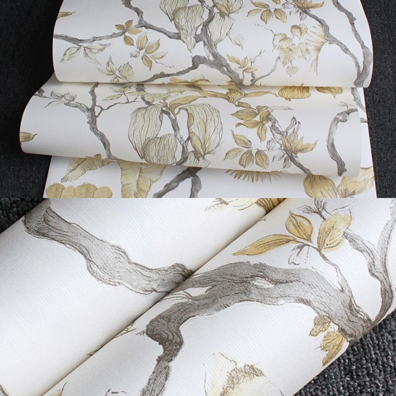 Flower Branch Wallpaper Cottage Moisture-Resistant Living Room Wall Decor, 57.1-sq ft