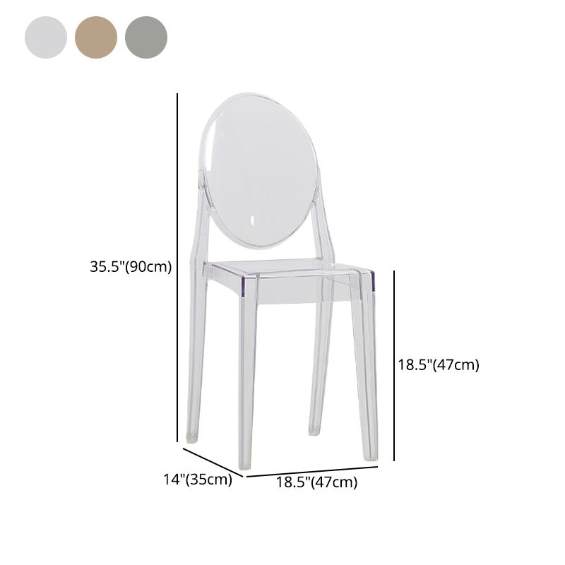Silla lateral moderna de acrílico para interior y exterior, silla lateral de comedor con respaldo abierto para el hogar