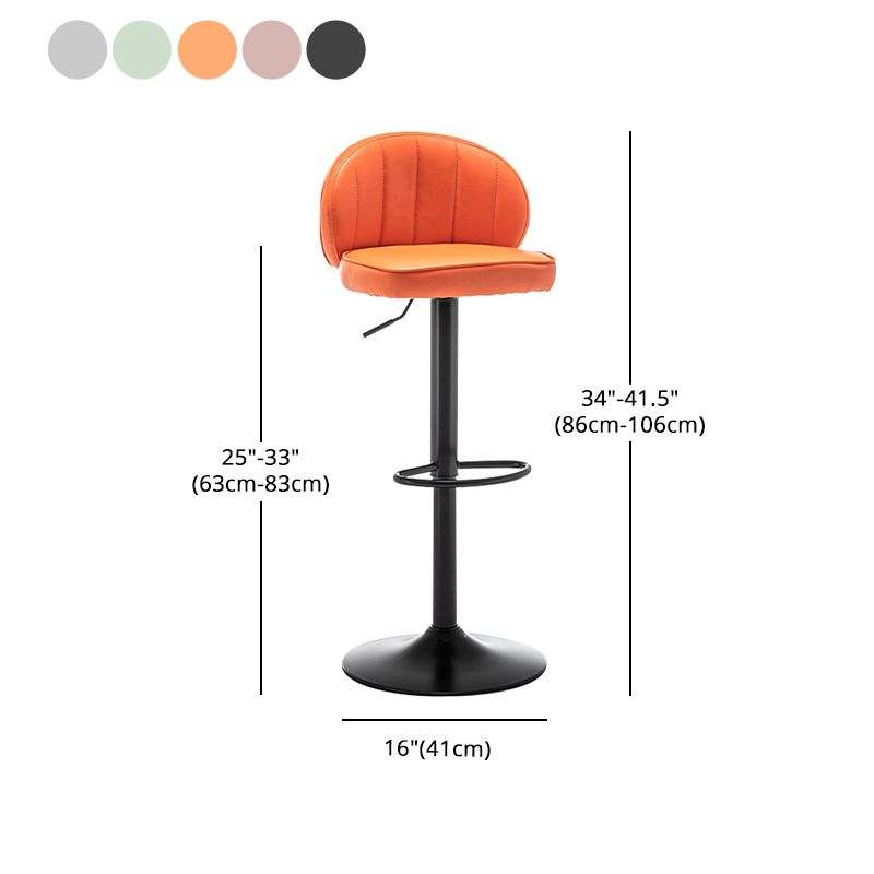 Contemporary Faux Leather Bar Stool Footrest Low Back Adjustable Height Swivel Stool