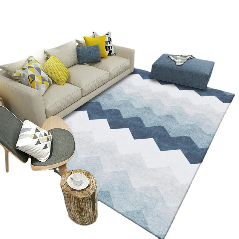 Geometric Carpet Trendy Polyester Indoor Rug Non-Slip Backing Area Rug for Living Room