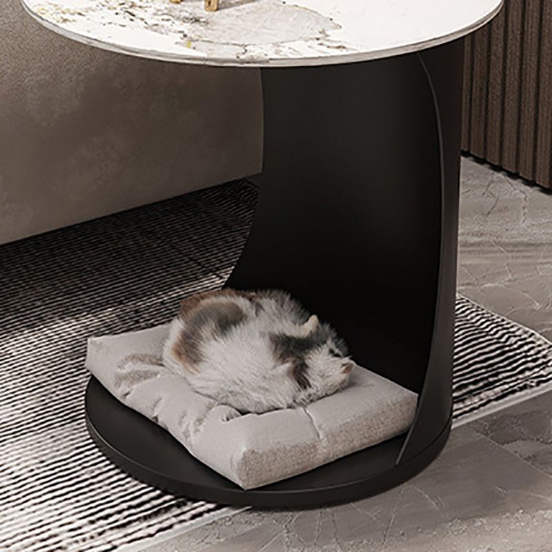 Contemporary Round Double Tier End Table Slate Top Side End Table