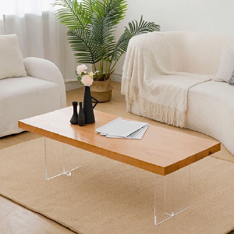 Solid Wood Coffee Table Double Pedestal Base Coffee or End Table, 19.68" Wide