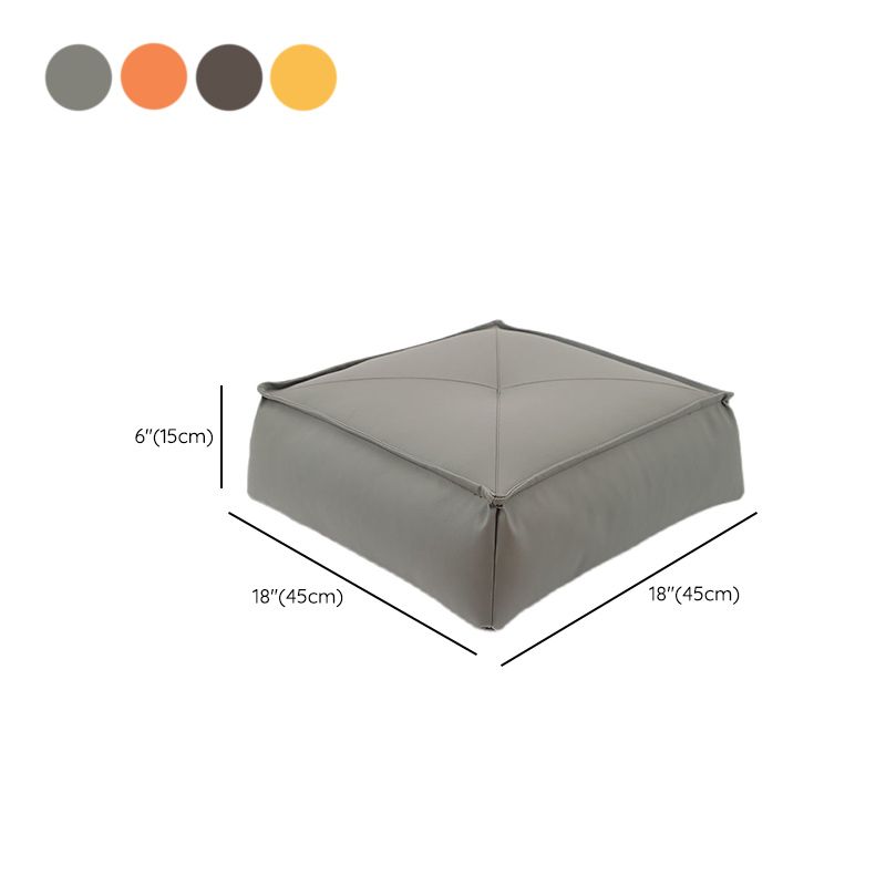 Modern Pouf Ottoman Leather Upholstered Solid Color Tear Resistant Square Ottoman