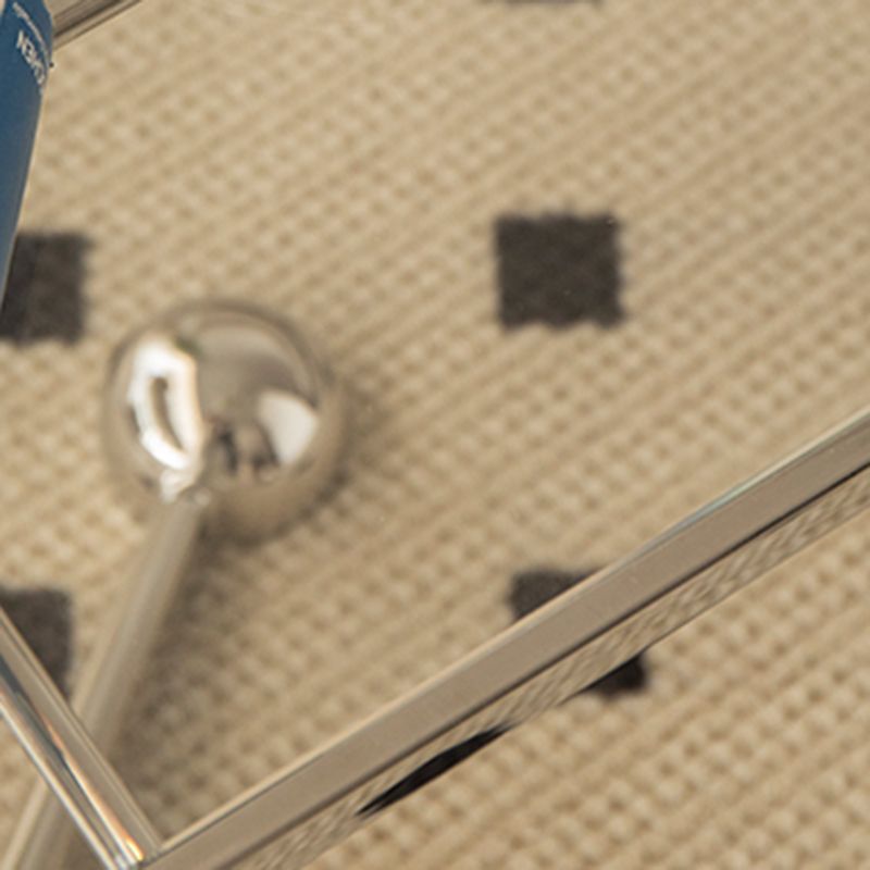 23.6" W Clear Glass End Table Pedestal Stainless Steel Side Table with Adjustable Height