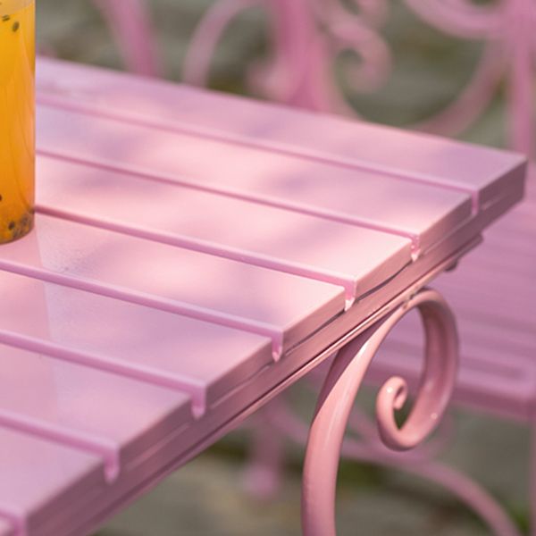 1/2/3 Pcs Metal Pink Dining Set Contemporary Square Dining Table Set