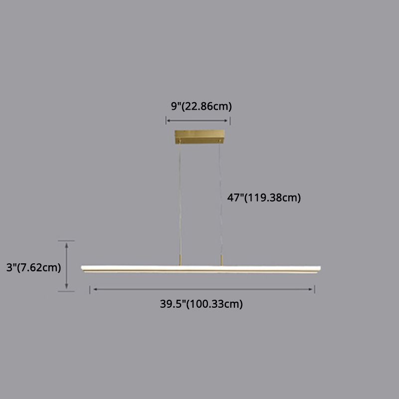 39.5 pulgadas de largo longitud completa de la isla de cobre acrílico Simplicidad Simplicidad Flexión de iluminación de estilo para comedor