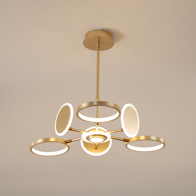 Modern Style Multi Lights Hanging Chandelier Lamp Metal Ring Pendant Lighting