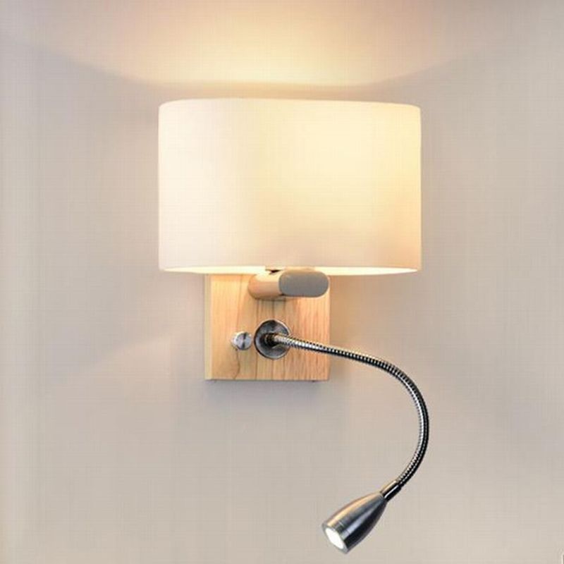 Ovale glazen schaduw eenvoud wandlamp verstelbaar spotlight design moderne stijl led bedmeting leeslicht met houten basis