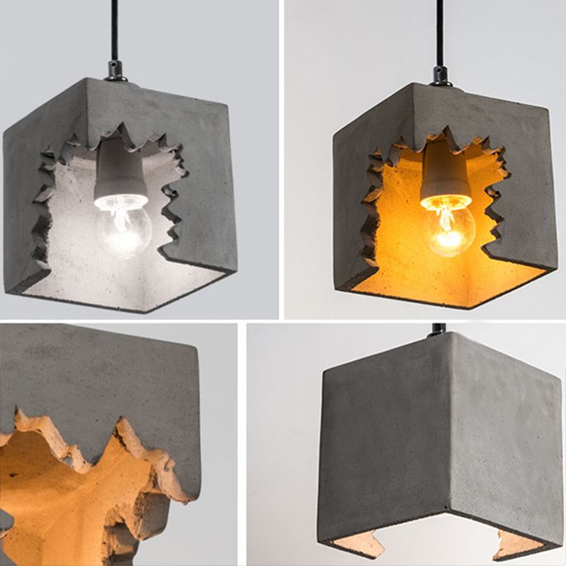 Notch Design Cement Hanging Light Creative Single Bulb Mini Ilumining Pending para Bar Cafe Shop