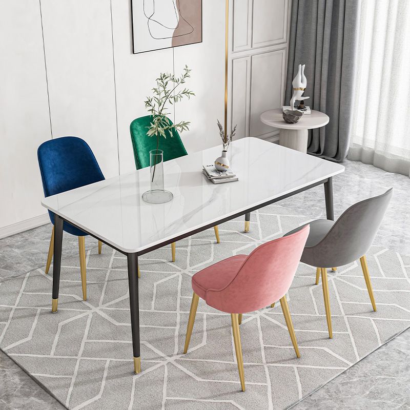 Chaise de salle à manger à dossier solide mental moderne, chaise de cuisine dorée à manger