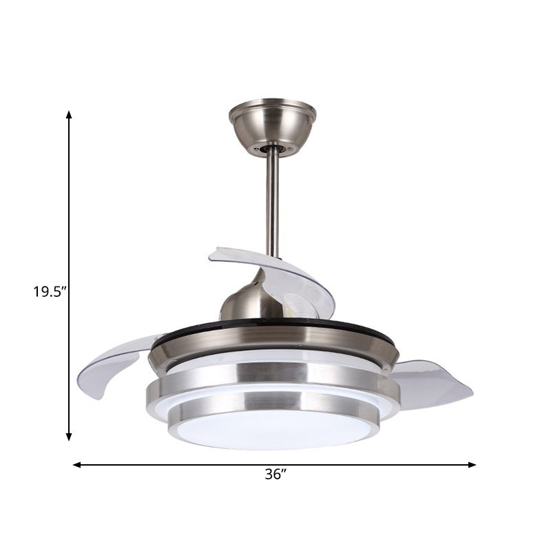 Moderner kaskadierter Kreis halb Flushman 36 "breit LED Metallic Anhänger Deckenventilator Licht in Nickel, 3 Klingen