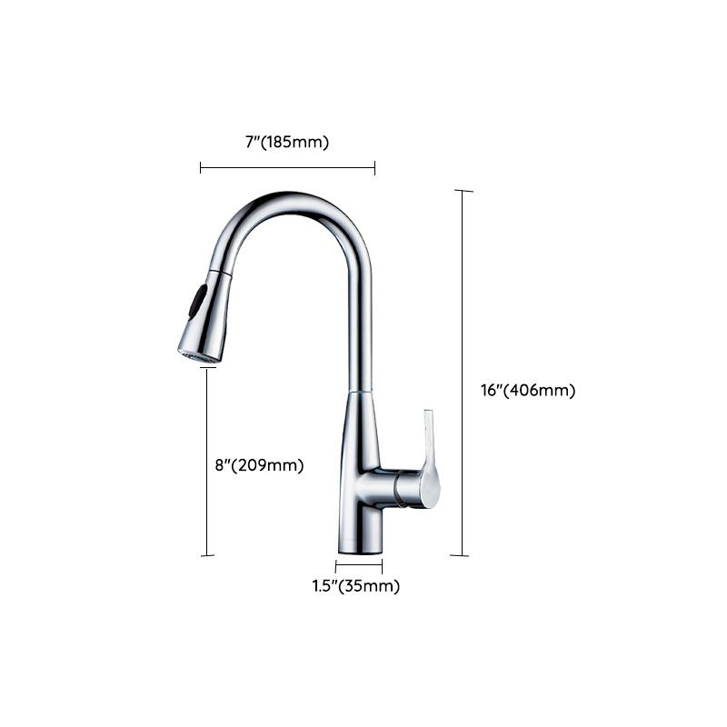 Modern Style Bar Faucet Copper Lever Handle Pull Down Gooseneck Bar Faucet