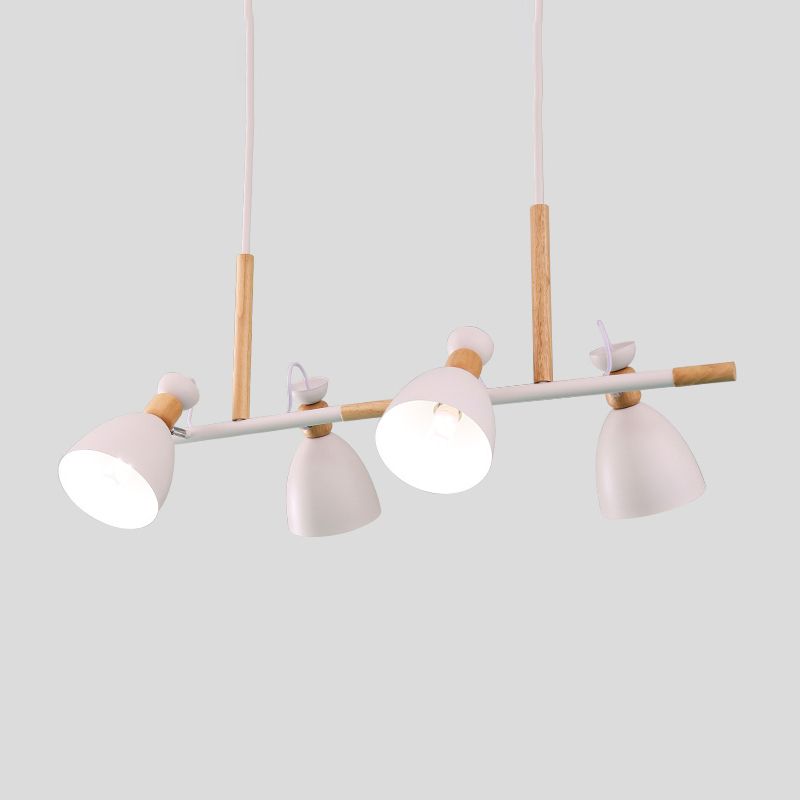 Metal Dome Shade Island Chandelier 4-Head Nordic Style Hanging Pendant Lamp in Green/Grey/White