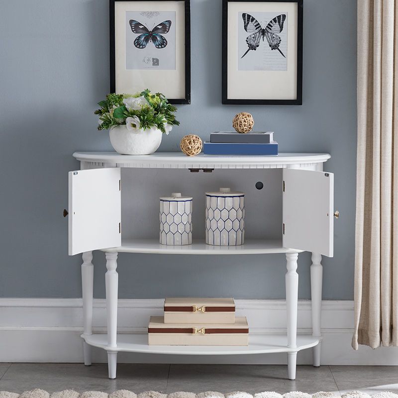 Mid-Century Modern Wooden End Table Half Moon Accent Table for Hall