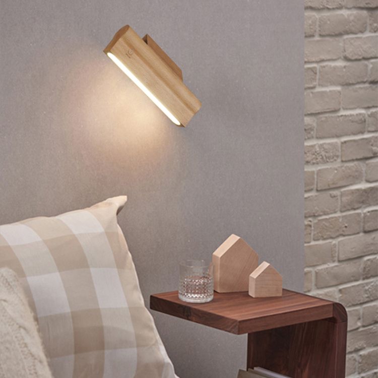Nordic Style Wall Sconce Strip Shape LED Wall Light with Wood for Living Room