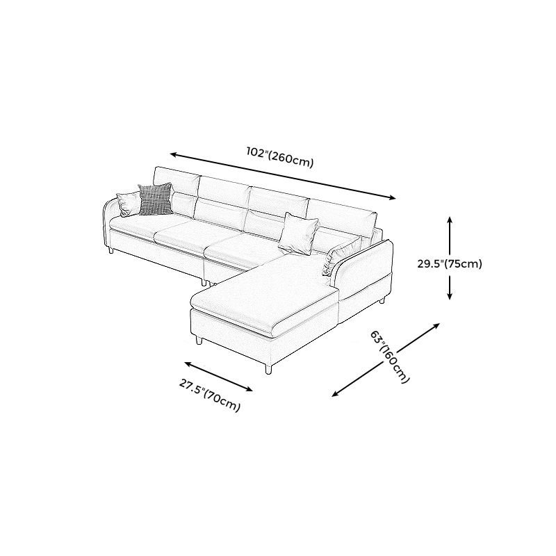 Stain Resistan Faux Leather Square Arm Sectional with Pillowed Back Cushions for Apartment