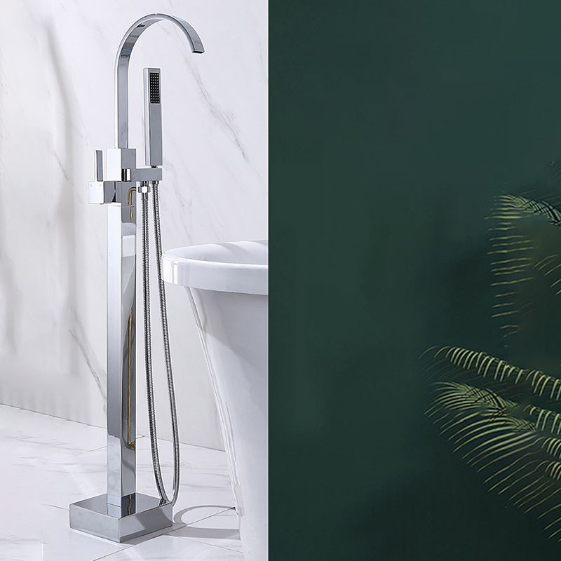 Freestanding Bathtub Faucet Floor Mounted One Lever Handle with Hose