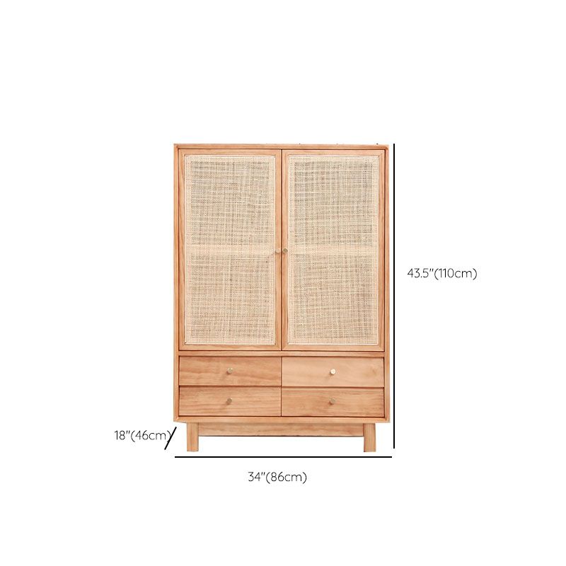 Clothes Rail Wardrobe Cabinet Solid Wood Modern Wardrobe Armoire