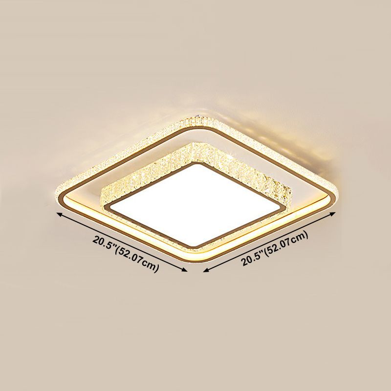 Geometry Shape Crystal Ceiling Lamp Modern Acrylic 2 Lights Flush Mount for Living Room