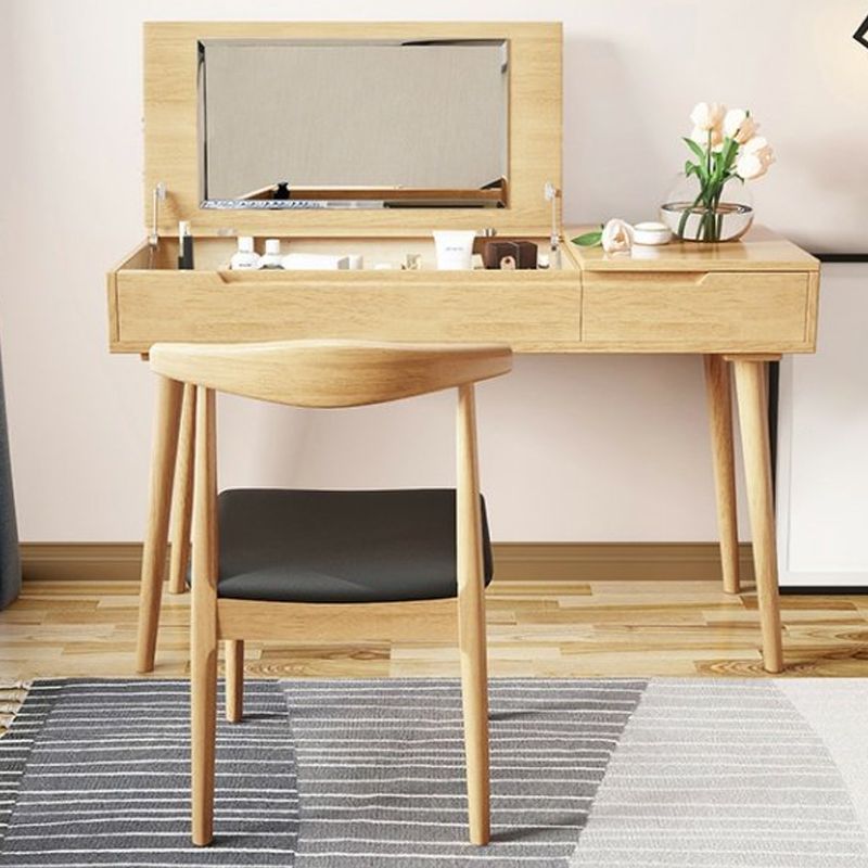 29.5" H Flip-top Vanity Set Desk Vanity with Mirror and Drawer