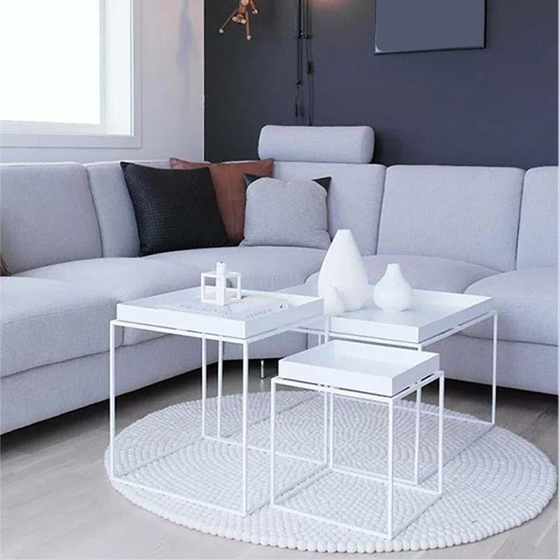 Square Iron Coffee Table Modernism Simple Frame Cocktail Table