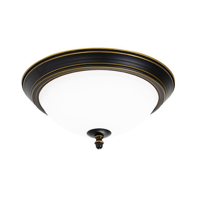 American Style Ceiling Light Wrought Iron Glass Lampombre 1 Light Round Shape Ceiling Lamp for Bedroom