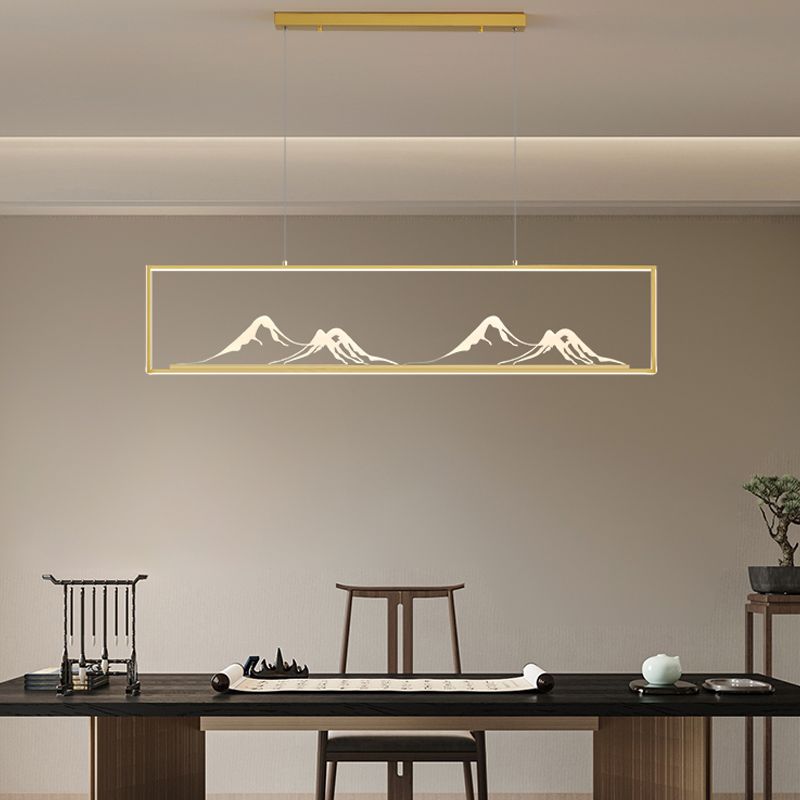 Geometrische Inselleuchte moderne Teelauminselbeleuchtung mit Acrylschatten