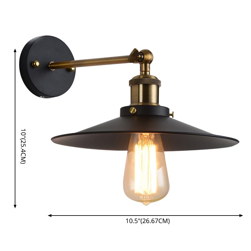 Industrial Style 1 Leichte Wandleuchten mit Metal Railroad Barn Shade in Schwarz für das Restaurant