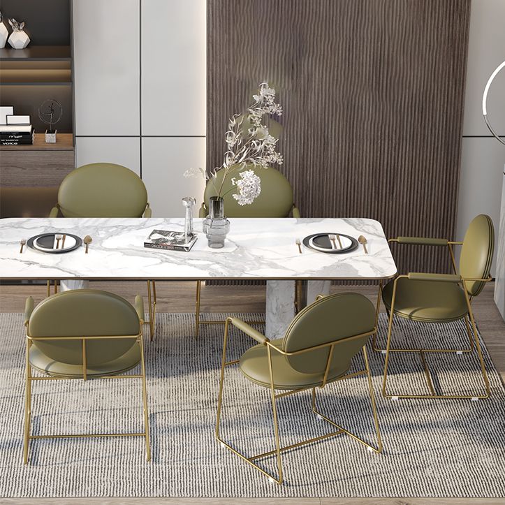 Glam Style Dining Side Chair Open Back Luxury Upholstered Dining Single Chair