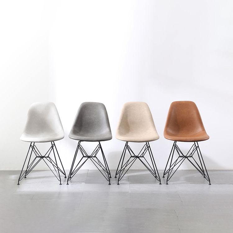 Design industriale in pelle sedia da sala da pranzo senza braccio sedia da pranzo solido
