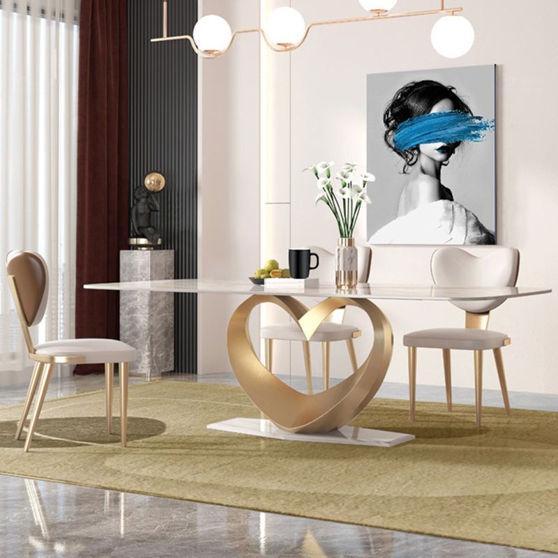 Glam Style Sintered Stone Dining Set Rectangle 1/2/4/5/7/9 Pieces Dining Set