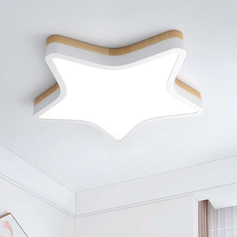 Kids Star LED Flush Mount Lamp Acryl Slaapkamer Plafond Lamp in Geel-Wit
