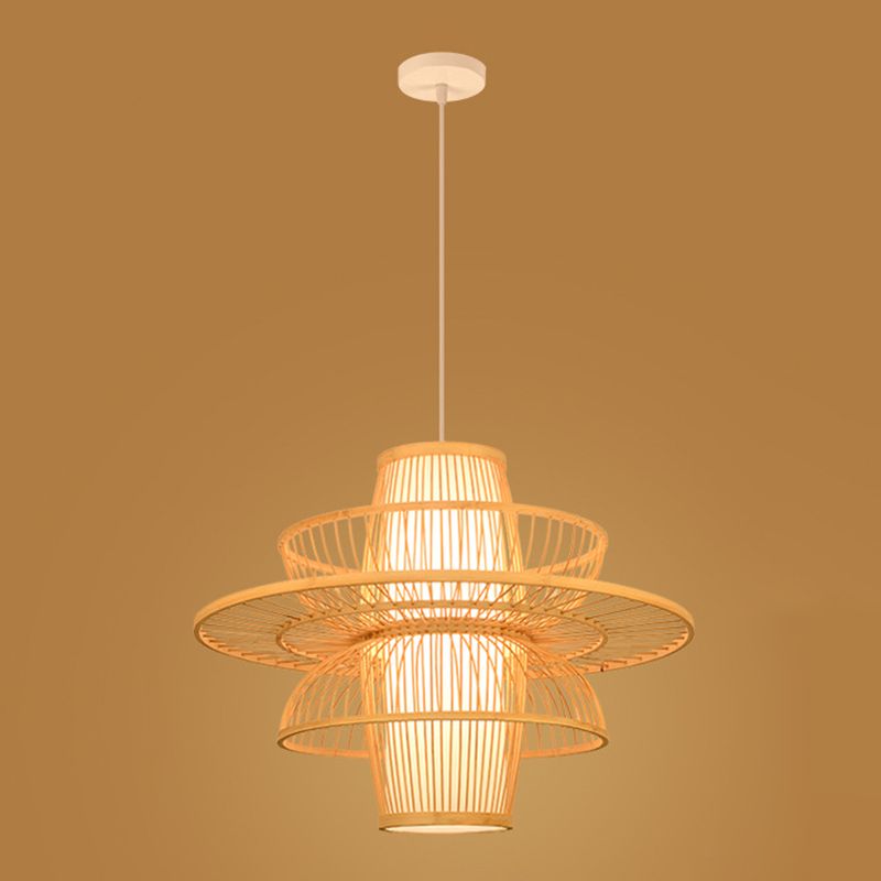 Chinesische Lotus -Anhänger Beleuchtungskörper Rattan Hanges Licht mit hängenden Kabel für das Restaurant