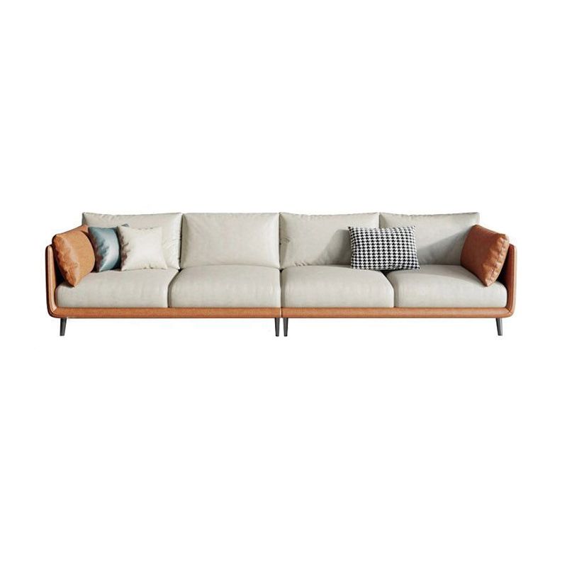 Mid-Century Modern Faux Leather Sofa 34.6"H Scratch-Resistant Couch