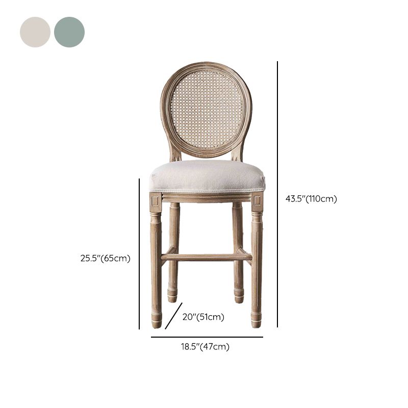 Full Back Upholstered Armless Bar Stool with Solid Wood Base