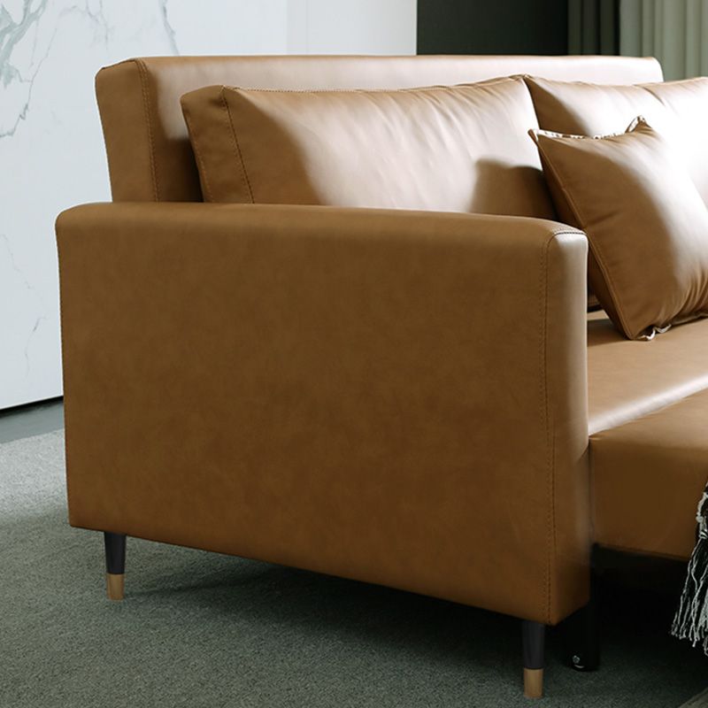 Faux Leather Sleeper Sofa Pillow Back Pillow Included Futon Sleeper Sofa