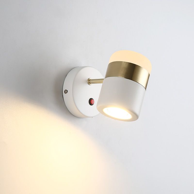 Half Cylinder Shade Metal Wall Sconce Modern Style 1 Light Reading Wall Mount Lighting